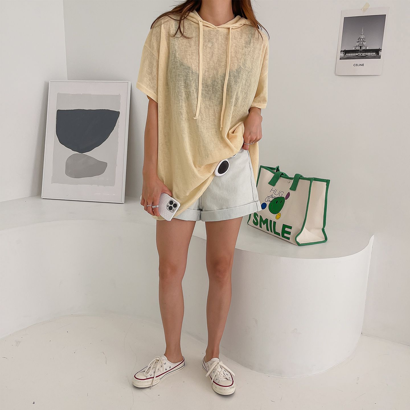 Summer Short Sleeve Overfit Boxy Hoodie