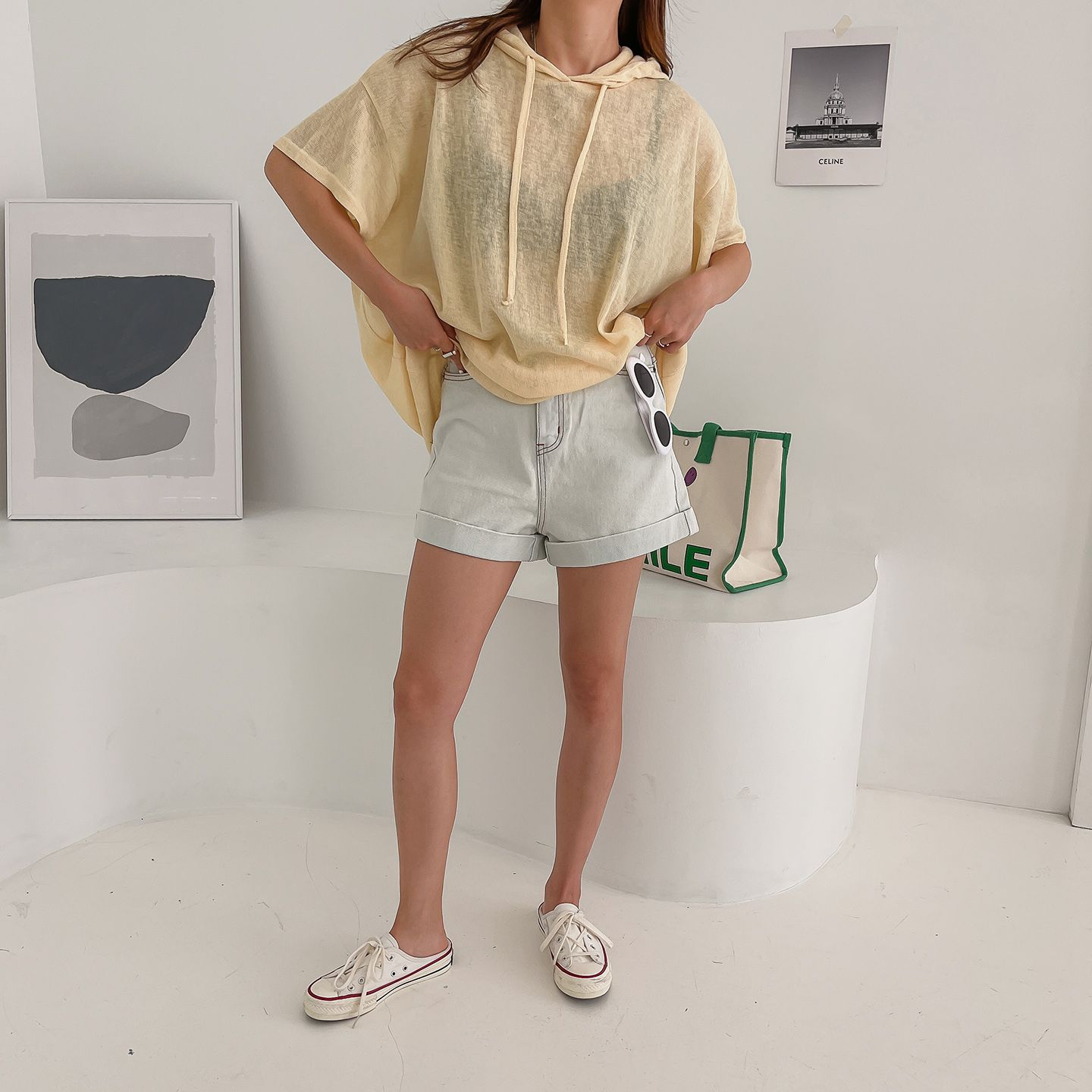 Summer Short Sleeve Overfit Boxy Hoodie