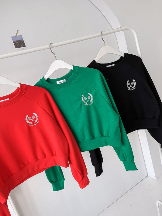 Tennis Embroidery Raglan Sleeve Sweatshirts