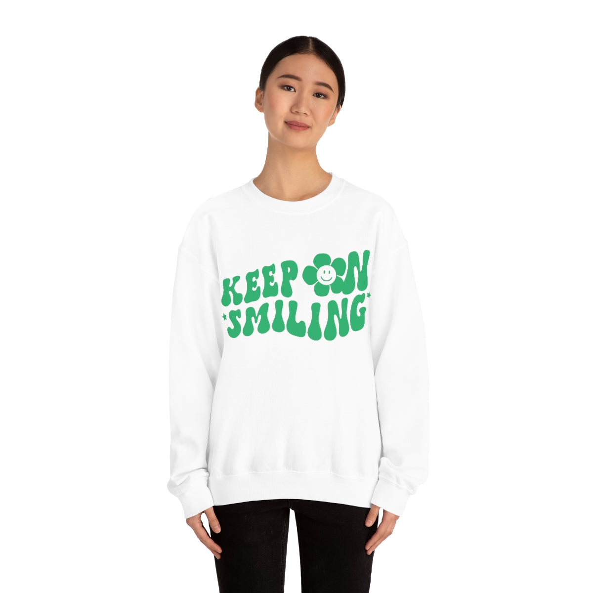 Keep On Smiling Sweatshirt / Unisex Heavy Blend™ Crewneck Sweatshirt / Green