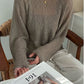 Wide Boat Neck Crochet Knit Top