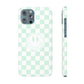 Checkered Board Smiley Happy Face / Slim Phone Cases, Case-Mate / Mint Green