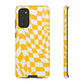 Old School Checkered Retro Groovy Vibe Wavy Checkerboard Phone Case / Yellow