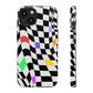 Old School Checkered Retro Groovy Vibe Wavy Checkerboard Phone Case / Multi