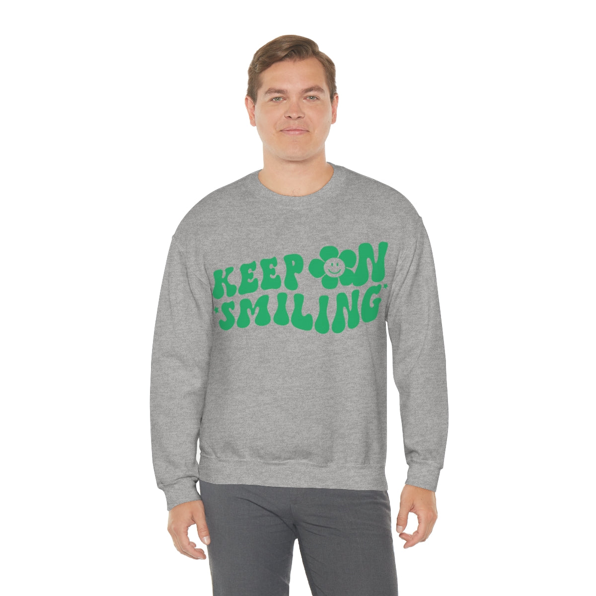 Keep On Smiling Sweatshirt / Unisex Heavy Blend™ Crewneck Sweatshirt / Green