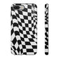 Old School Checkered Retro Groovy Vibe Wavy Checkerboard Phone Case