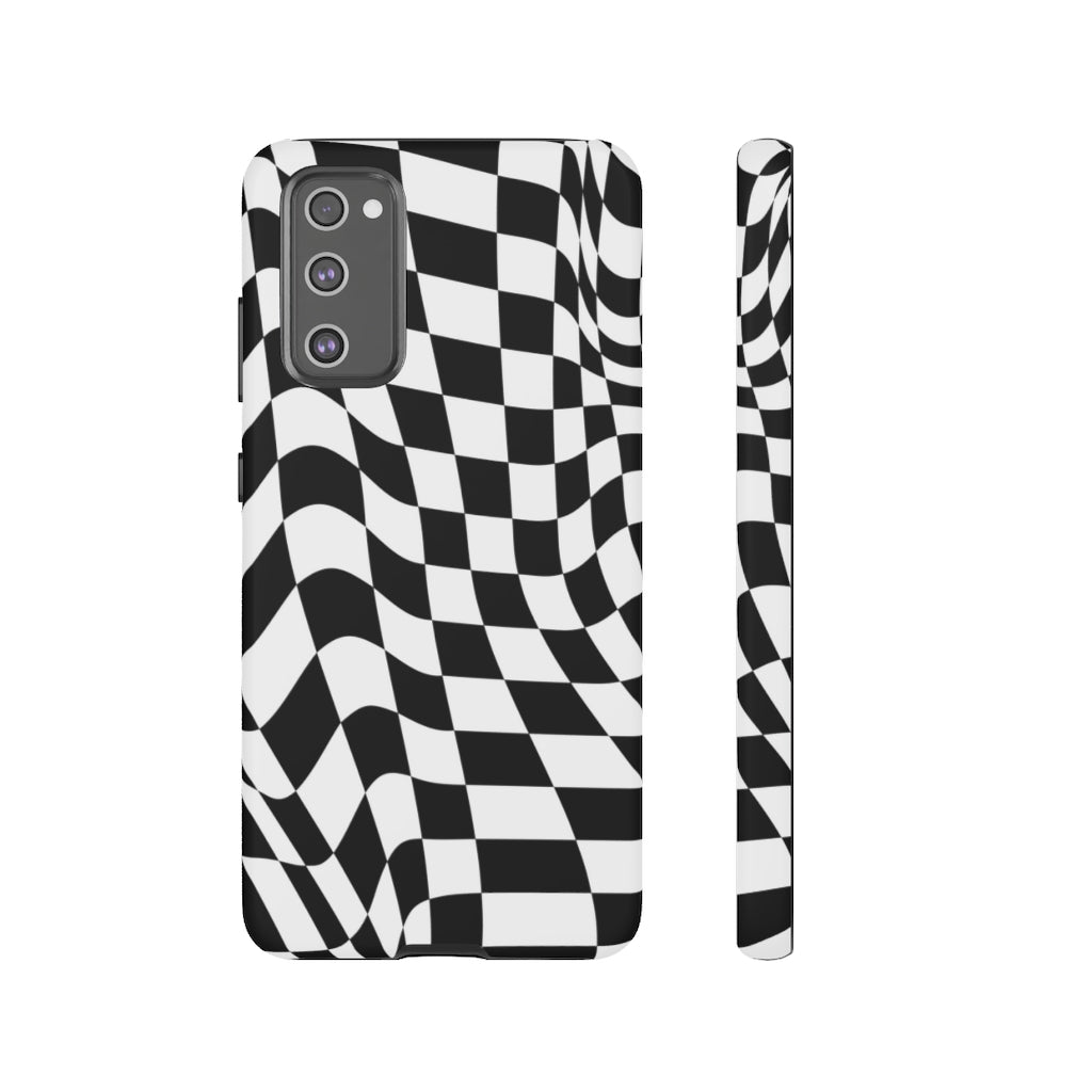 Old School Checkered Retro Groovy Vibe Wavy Checkerboard Phone Case