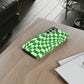 Old School Checkered Retro Groovy Vibe Wavy Checkerboard Phone Case / Retro Green