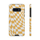 Old School Checkered Retro Groovy Vibe Wavy Checkerboard Phone Case / Retro Tan
