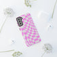 Old School Checkered Retro Groovy Vibe Wavy Checkerboard Phone Case / Pink