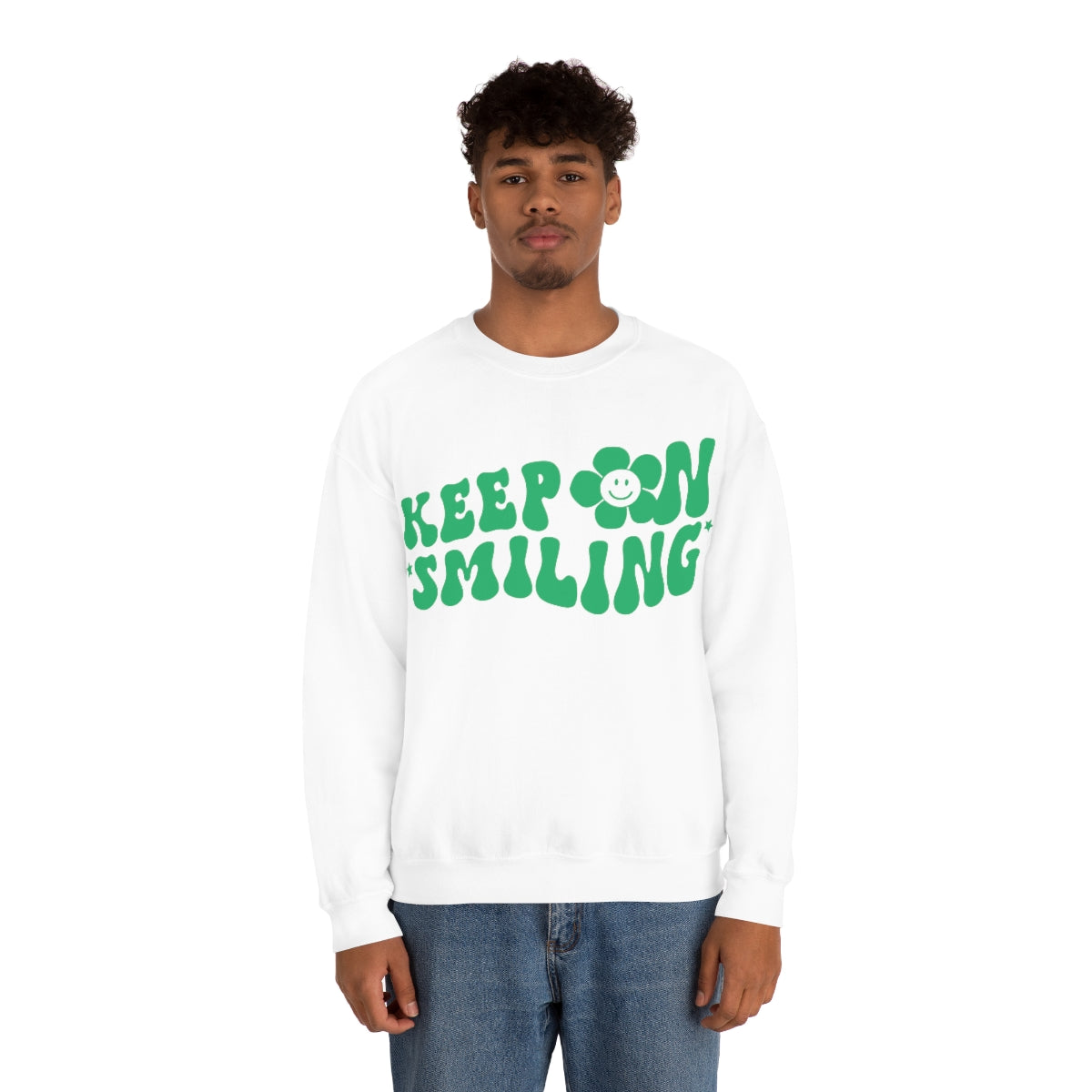 Keep On Smiling Sweatshirt / Unisex Heavy Blend™ Crewneck Sweatshirt / Green