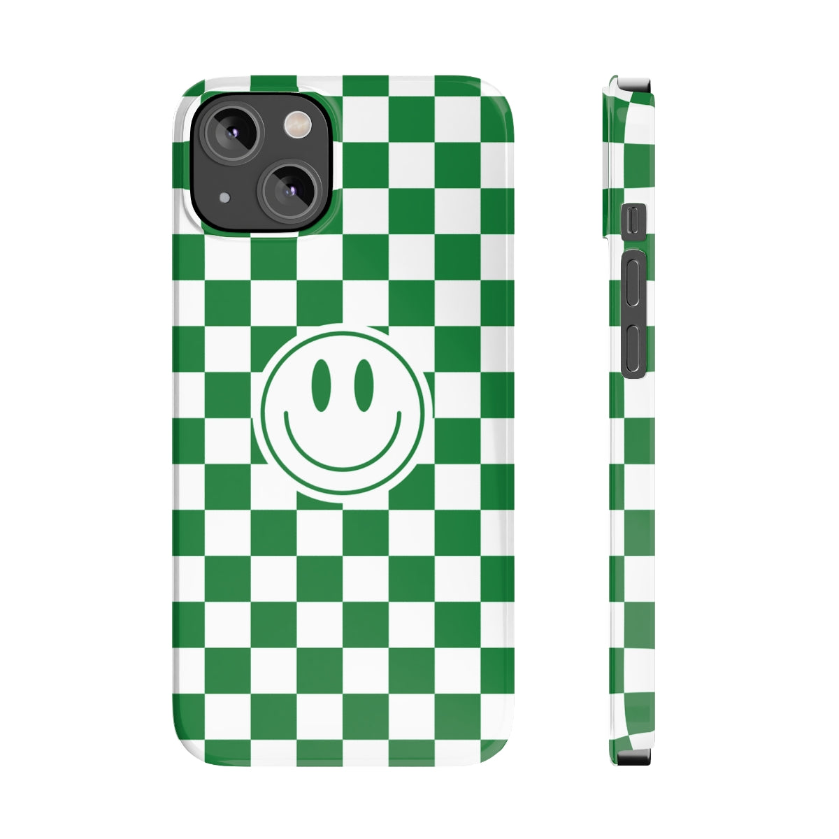 Checkered Board Smiley Happy Face / Slim Phone Cases, Case-Mate / Green