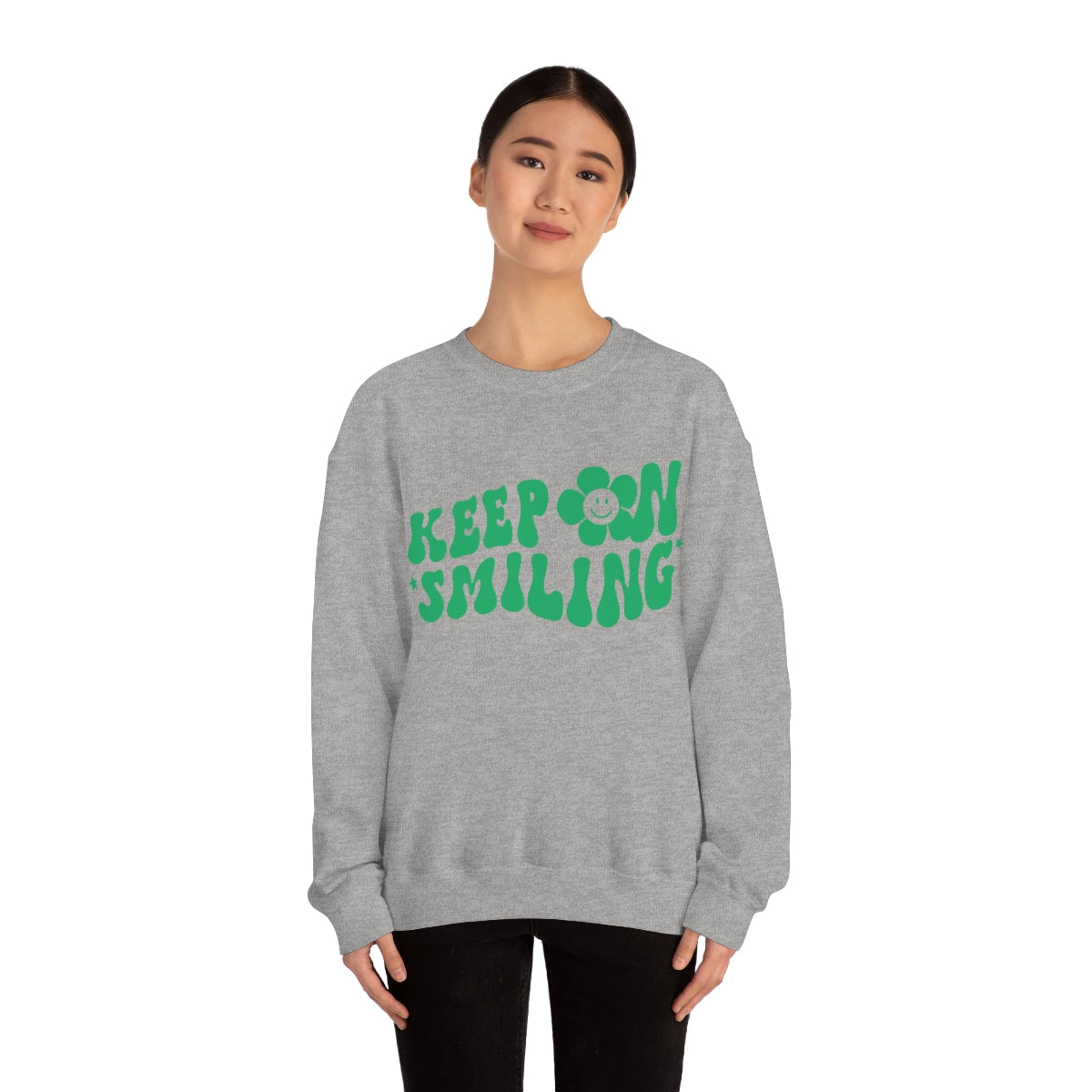 Keep On Smiling Sweatshirt / Unisex Heavy Blend™ Crewneck Sweatshirt / Green