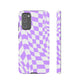 Old School Checkered Retro Groovy Vibe Wavy Checkerboard Phone Case / Purple