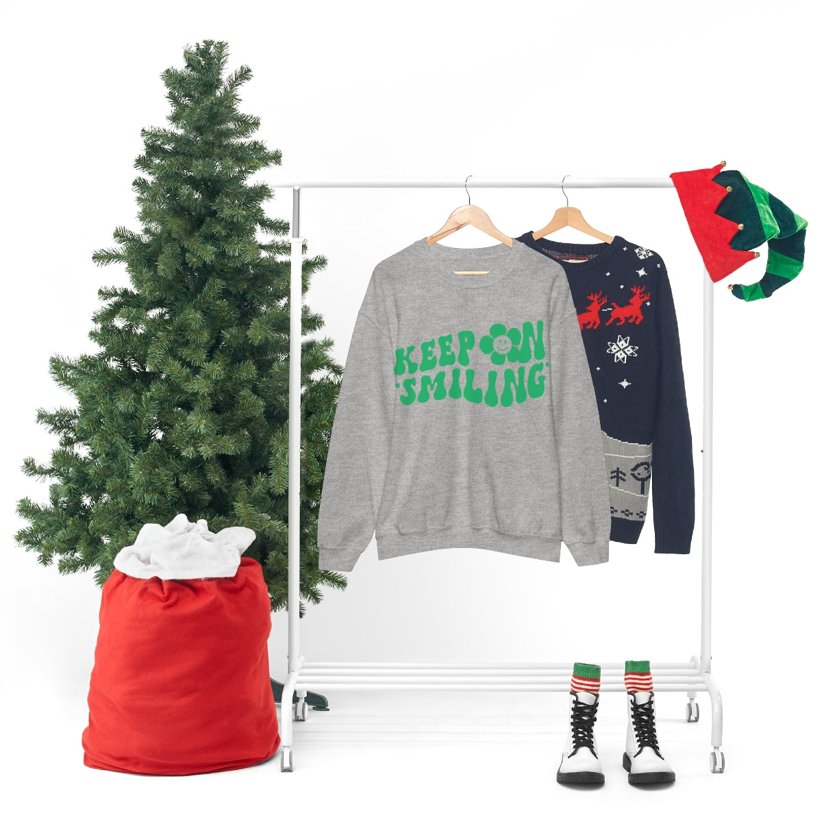 Keep On Smiling Sweatshirt / Unisex Heavy Blend™ Crewneck Sweatshirt / Green