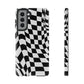 Old School Checkered Retro Groovy Vibe Wavy Checkerboard Phone Case
