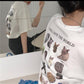 Cat Lover Print Overfit Short sleeve T-shirts
