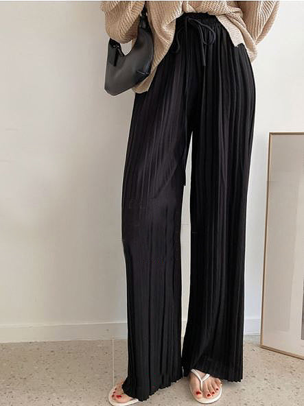 High Waist Flared Pleated Pants