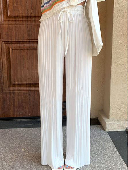 High Waist Flared Pleated Pants