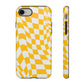 Old School Checkered Retro Groovy Vibe Wavy Checkerboard Phone Case / Yellow