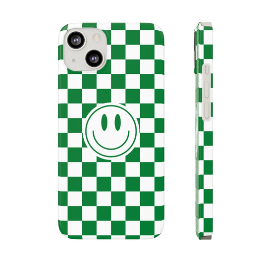 Checkered Board Smiley Happy Face / Slim Phone Cases, Case-Mate / Green