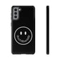 Smiley Happy Face Good Vibes Only Message Printed Phone Case / Black Case