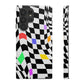 Old School Checkered Retro Groovy Vibe Wavy Checkerboard Phone Case / Multi