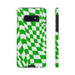 Old School Checkered Retro Groovy Vibe Wavy Checkerboard Phone Case / Retro Green