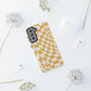 Old School Checkered Retro Groovy Vibe Wavy Checkerboard Phone Case / Retro Tan