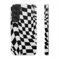 Old School Checkered Retro Groovy Vibe Wavy Checkerboard Phone Case