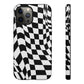 Old School Checkered Retro Groovy Vibe Wavy Checkerboard Phone Case