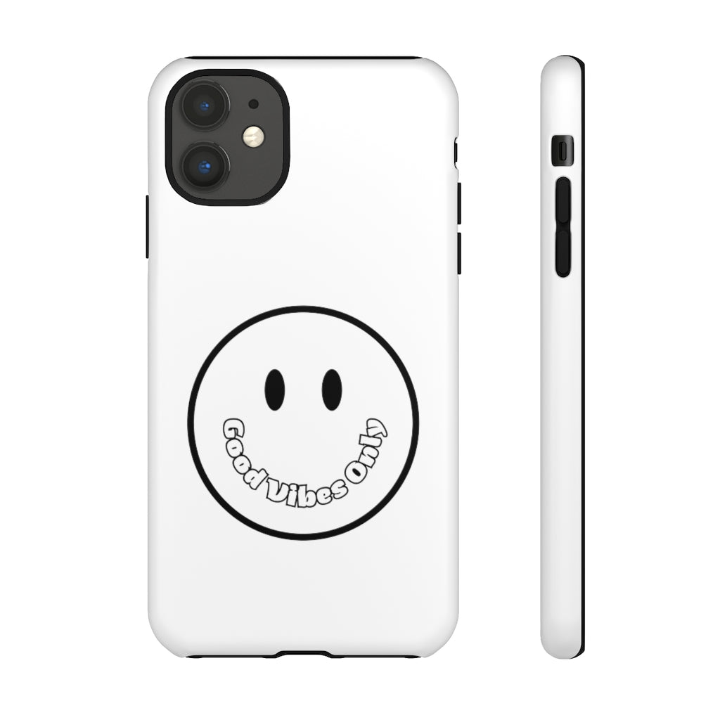 Smiley Happy Face Good Vibes Only Message Printed Phone Case