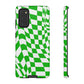 Old School Checkered Retro Groovy Vibe Wavy Checkerboard Phone Case / Retro Green