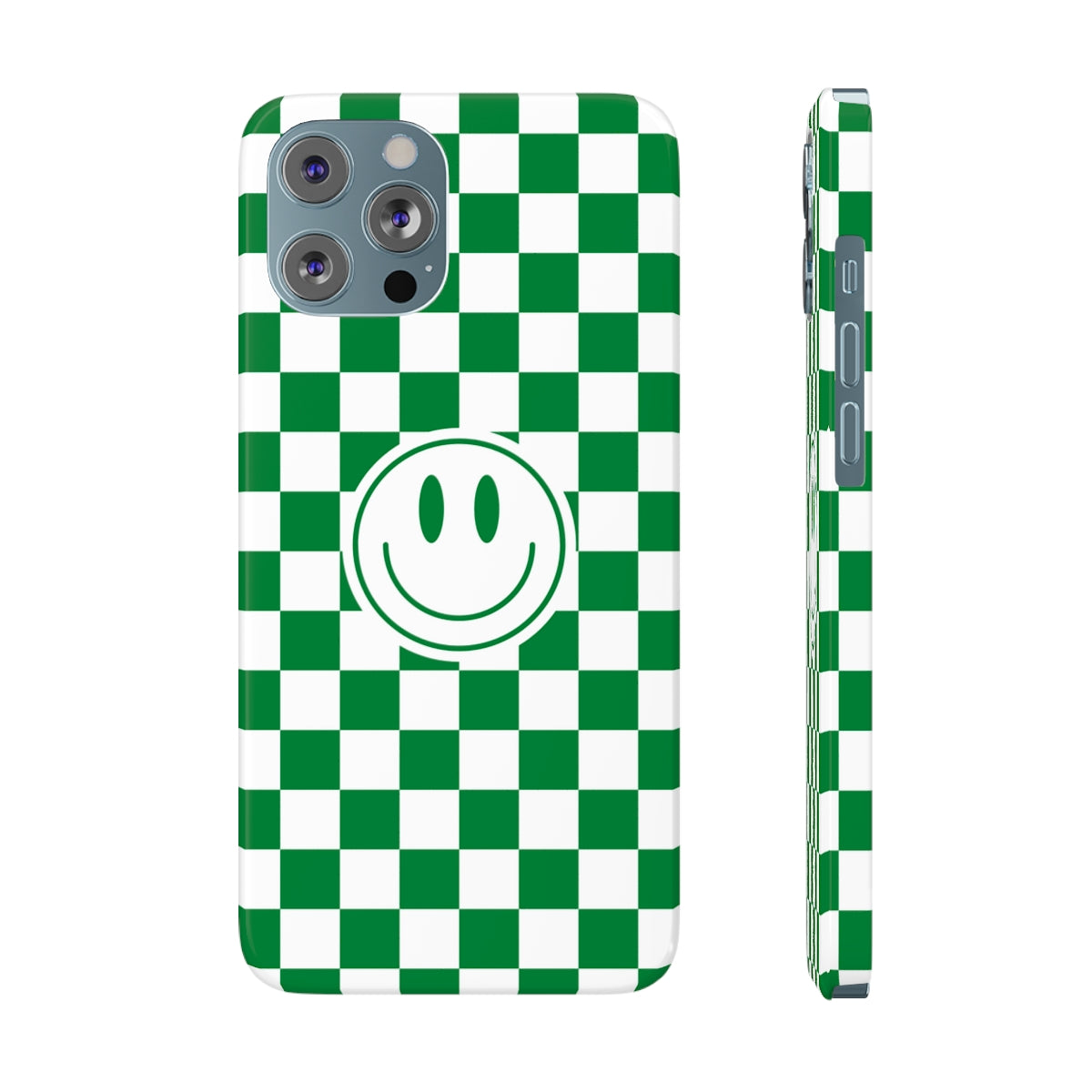 Checkered Board Smiley Happy Face / Slim Phone Cases, Case-Mate / Green