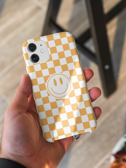 Checkered Board Smiley Happy Face / Slim Phone Cases, Case-Mate / Yellow