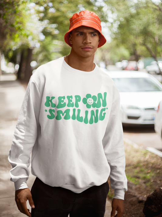Keep On Smiling Sweatshirt / Unisex Heavy Blend™ Crewneck Sweatshirt / Green