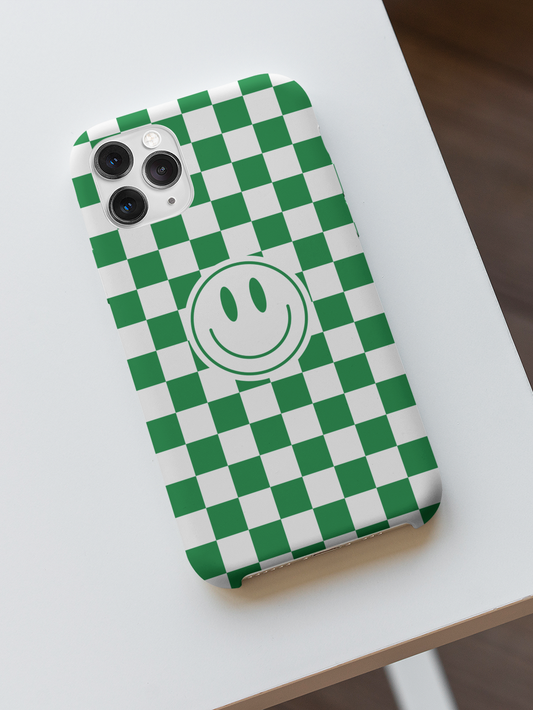 Checkered Board Smiley Happy Face / Slim Phone Cases, Case-Mate / Green