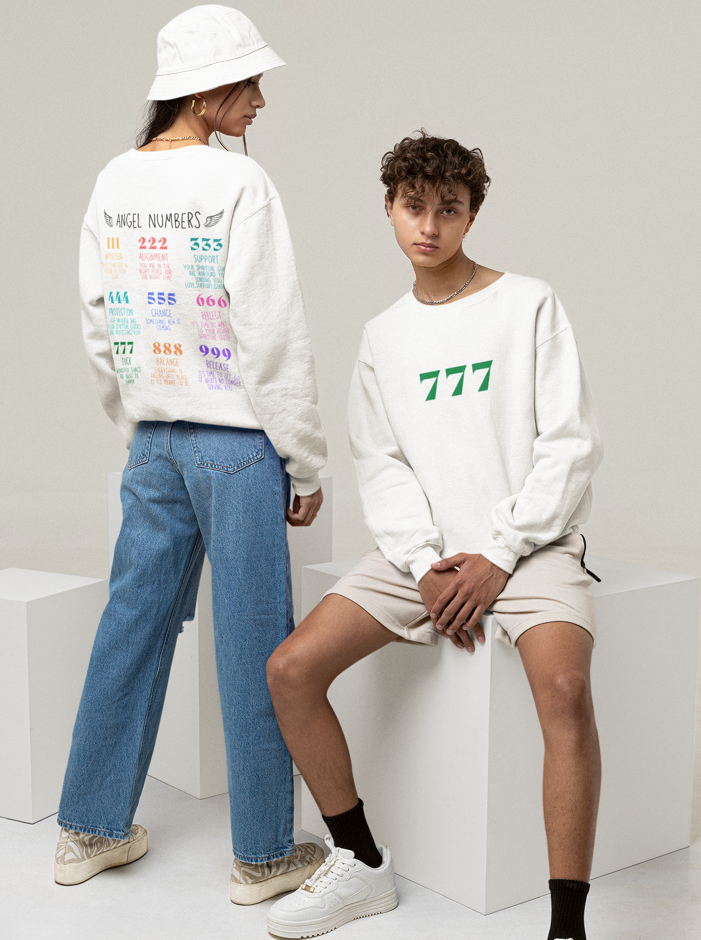 Angel Numbers / Unisex Heavy Blend™ Crewneck Sweatshirt / White